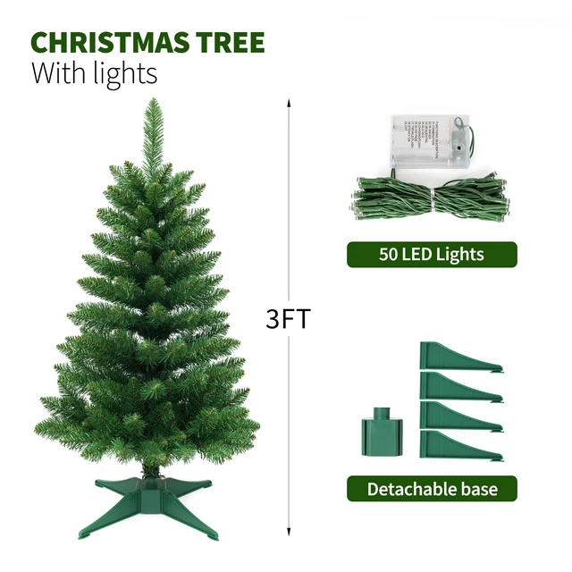 Alt view image 3 of 7 - 3FT Artificial Small Christmas Tree Mini Tabletop Decor Green
Desk Xmas Tree with Stable Base for Home Entryway Apartment Office Indoor Outdoor Holiday Decoration