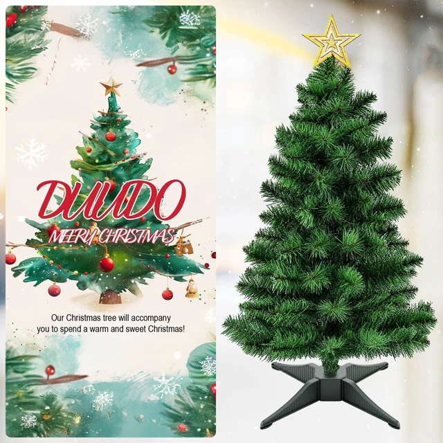 Alt view image 3 of 7 - 4FT Premium Hinged Artificial Holiday Small Mini Christmas Tree for Tabletop,Home, Office, Indoor and Outdoor Holiday Decoration,Easy Assembly Metal Hinges & Foldable Base