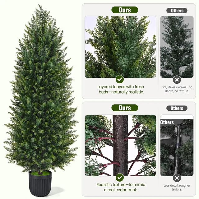 Alt view image 3 of 7 - 4FT Artificial Topiary Cedar Trees, Realistic 2 Set Outdoor Christmas Trees
UV Resistant Potted Artificial Cedar Trees for Porch, Fake Plants Outdoor Christmas Pine Tree in Planter for Front Door Yard