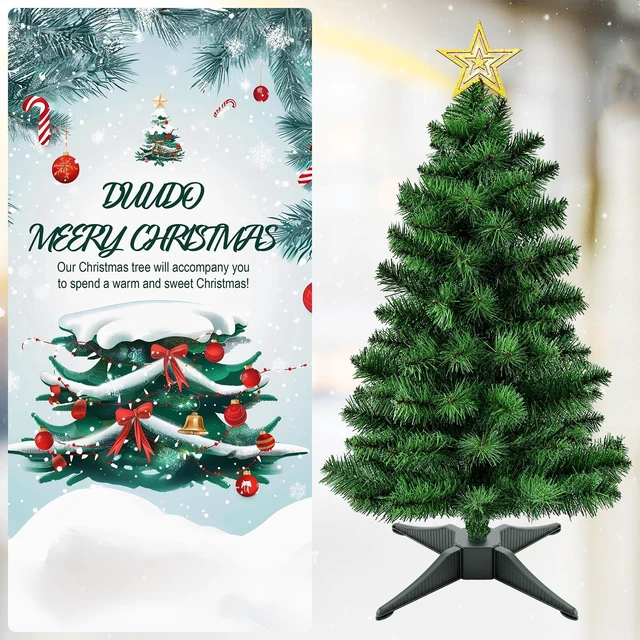 Alt view image 5 of 7 - 4FT Premium Hinged Artificial Holiday Small Mini Christmas Tree for Tabletop,Home, Office, Indoor and Outdoor Holiday Decoration,Easy Assembly Metal Hinges & Foldable Base