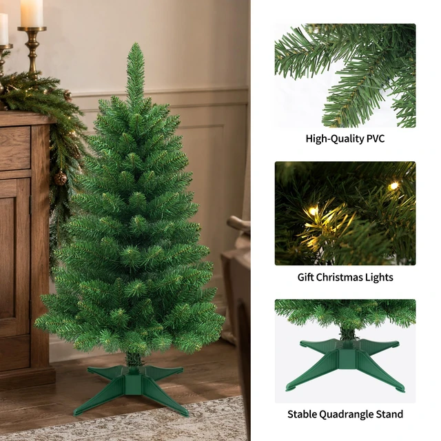 Alt view image 7 of 7 - 3FT Artificial Small Christmas Tree Mini Tabletop Decor Green
Desk Xmas Tree with Stable Base for Home Entryway Apartment Office Indoor Outdoor Holiday Decoration