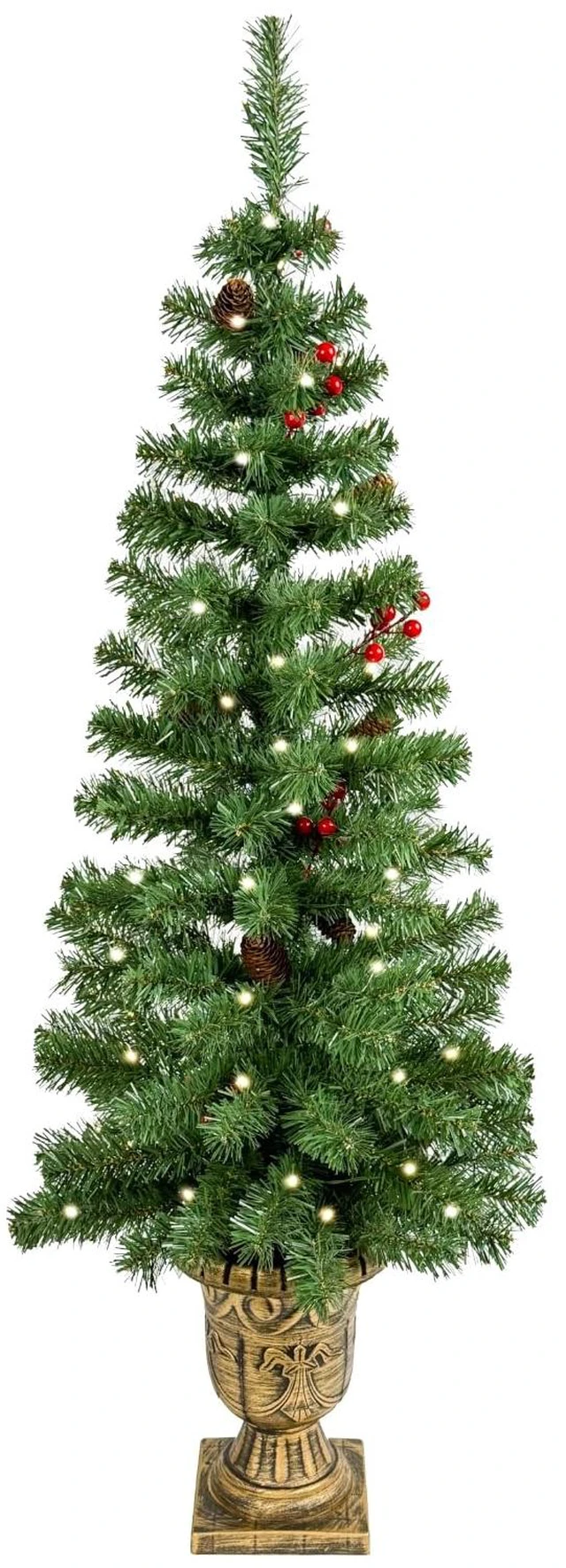 Main image of 4FT Pre-Lit Artificial Potted Christmas Tree with 50 Lights
Green tree Battery operated small fake tree with 140 tips, Xmas pine cones tree Adorned with red berry decor