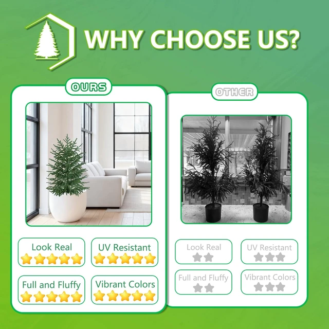 Alt view image 6 of 7 - 3FT Artificial Norfolk Pine Tree, 2pcs Faux Potted Plants
Artificial Christmas Tree with Pot, Low-Maintenance, Fake Bushes for Front Porch Christmas Indoor Outdoor Decor