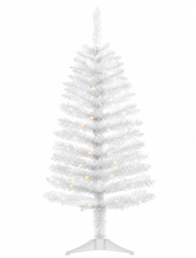 Main image of 4ft Artificial White Christmas Tree with Lights
Small White Tinsel Xmas Tree for Indoor Holiday Decorations, Ideal for Home, Office, and Apartment Party Decor, Easy Assembly