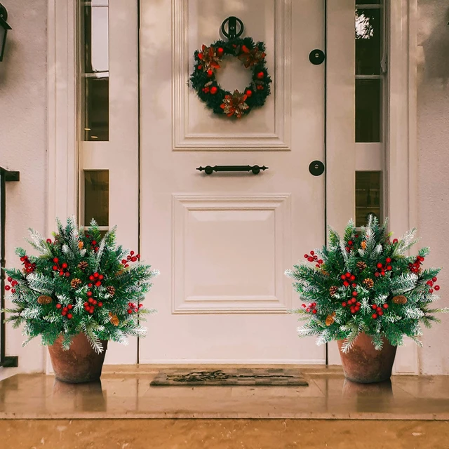Alt view image 2 of 7 - Lighted Christmas Urn Filler, 2 Pack 24 Inch Warm White LED Planter Decor
60 Warm White LEDs, 8 Modes, 6H Timer, Battery Operated, Pine, Berries & Pine Cones, Porch Decor