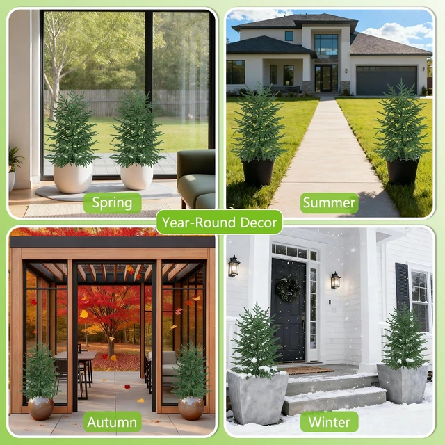 Alt view image 7 of 7 - 3FT Artificial Norfolk Pine Tree, 2pcs Faux Potted Plants
Artificial Christmas Tree with Pot, Low-Maintenance, Fake Bushes for Front Porch Christmas Indoor Outdoor Decor