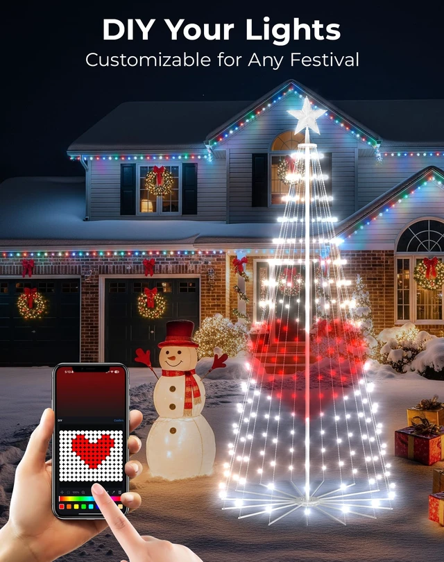 Alt view image 2 of 6 - Controls 9FT Smart LED Outdoor Christmas Tree, RGB Cone Tree Lights
App & Remote Control, DIY Text & Patterns, 16 Million Colors, Music Sync & Timer for Outdoor Christmas Yard Decorations