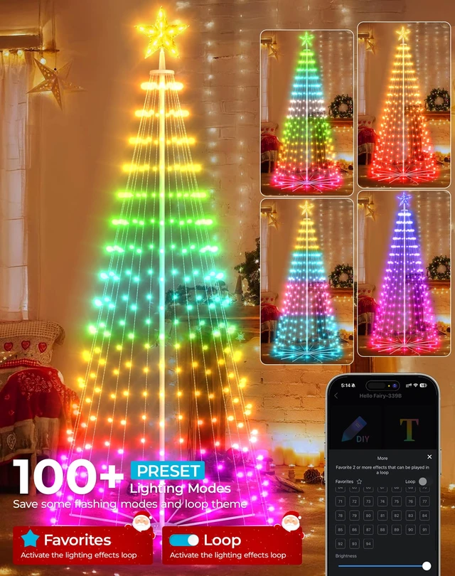 Alt view image 3 of 6 - Controls 9FT Smart LED Outdoor Christmas Tree, RGB Cone Tree Lights
App & Remote Control, DIY Text & Patterns, 16 Million Colors, Music Sync & Timer for Outdoor Christmas Yard Decorations