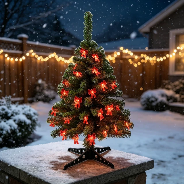 Alt view image 6 of 7 - 3FT Mini Tabletop Christmas Tree with Lights for Christmas Decorations
Timer Battery Operated Christmas Tree with 30LED Red Bow Lights, Small Christmas Tree for Table Office Home Classroom