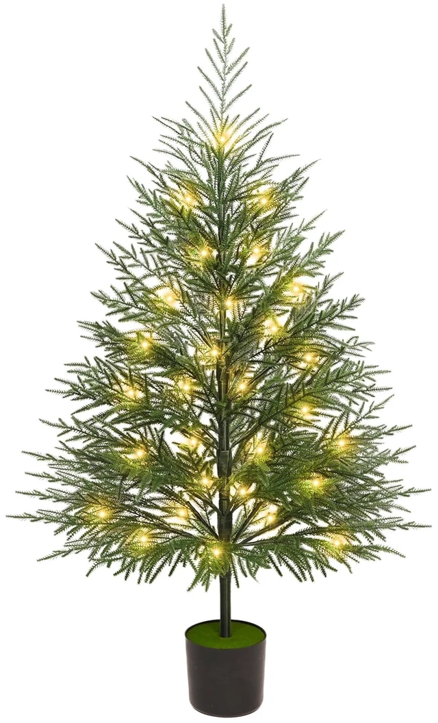 Main image of 4FT Norfolk Pine Christmas Tree with Lights Realistic Potted Tree
Timer, 80 LEDs, Lighted Artificial Xmas Trees, For Indoor Outdoor Front Porch Yard Bedroom