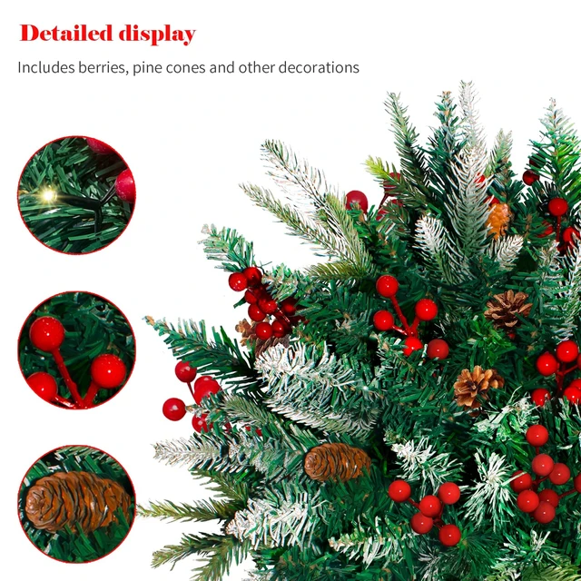 Alt view image 4 of 7 - Lighted Christmas Urn Filler, 2 Pack 24 Inch Warm White LED Planter Decor
60 Warm White LEDs, 8 Modes, 6H Timer, Battery Operated, Pine, Berries & Pine Cones, Porch Decor