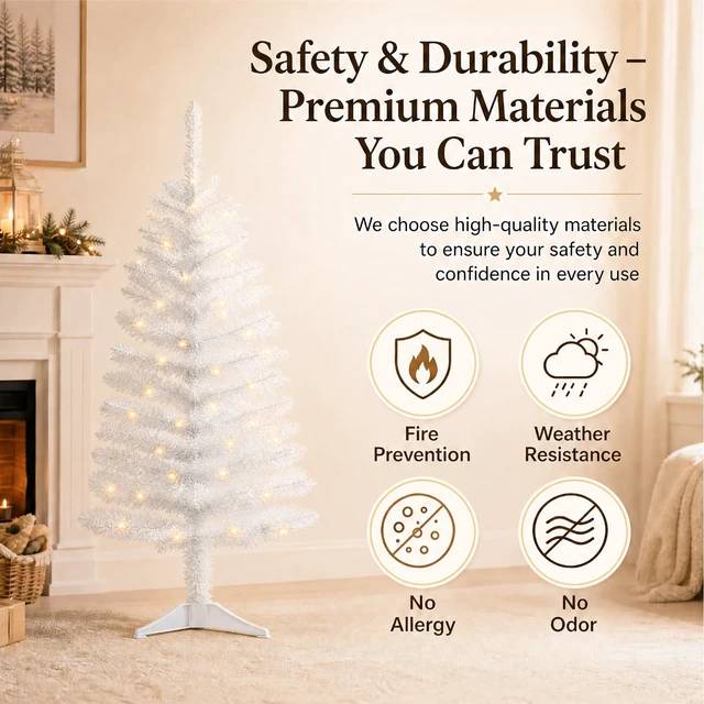 Alt view image 4 of 6 - 4ft Artificial White Christmas Tree with Lights
Small White Tinsel Xmas Tree for Indoor Holiday Decorations, Ideal for Home, Office, and Apartment Party Decor, Easy Assembly