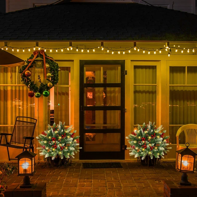 Alt view image 6 of 7 - Lighted Christmas Urn Filler, 2 Pack 24 Inch Warm White LED Planter Decor
60 Warm White LEDs, 8 Modes, 6H Timer, Battery Operated, Pine, Berries & Pine Cones, Porch Decor