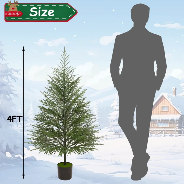 Alt view image 3 of 7 - 4FT Norfolk Pine Christmas Tree with Lights Realistic Potted Tree
Timer, 80 LEDs, Lighted Artificial Xmas Trees, For Indoor Outdoor Front Porch Yard Bedroom