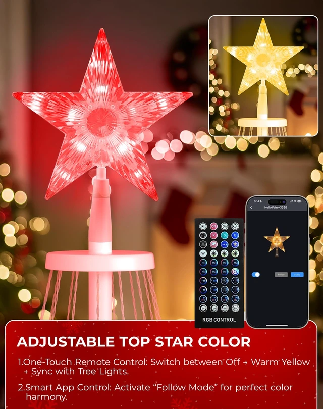Alt view image 4 of 6 - Controls 9FT Smart LED Outdoor Christmas Tree, RGB Cone Tree Lights
App & Remote Control, DIY Text & Patterns, 16 Million Colors, Music Sync & Timer for Outdoor Christmas Yard Decorations