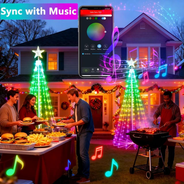 Alt view image 2 of 6 - Joomer Outdoor Christmas Tree, 7FT 295LED App & Remote Controll with Timer
Music Sync & Group Control Smart Christmas Lights for Christmas Tree Holiday Xmas Indoor Outdoor Decor