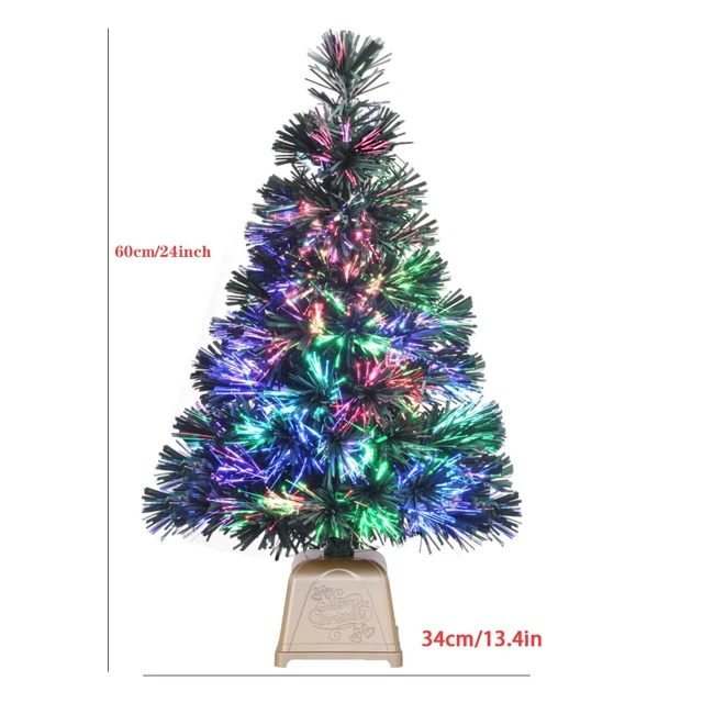 Alt view image 2 of 5 - 24inch e Crafty Pre-lit Mini Fiber Optic Christmas Tree
Tabletop Artificial small Christmas Trees with Gold Base fot for christmas Decorations