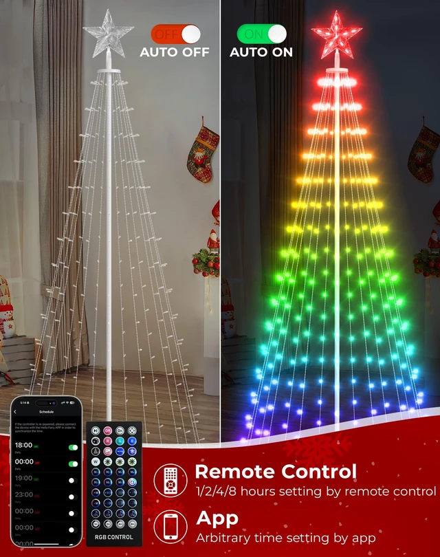 Alt view image 5 of 6 - Controls 9FT Smart LED Outdoor Christmas Tree, RGB Cone Tree Lights
App & Remote Control, DIY Text & Patterns, 16 Million Colors, Music Sync & Timer for Outdoor Christmas Yard Decorations