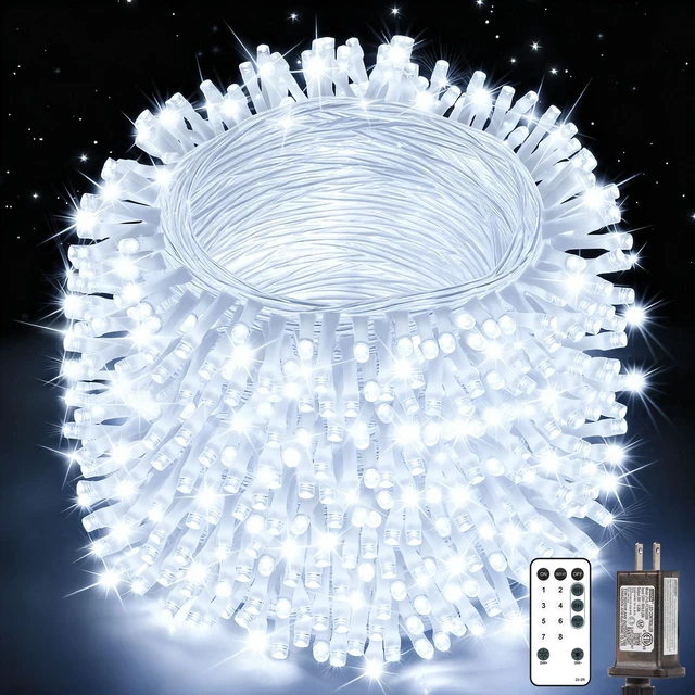 Main image of String Lights,403FT 1200 LED Cold White Fairy Light Bedroom Decor
Remote Control, 8 Modes, Timer, Dimmable, Plug in, Home Room Garden Yard Holiday Party Wedding Xmas Tree Outdoor Decorations