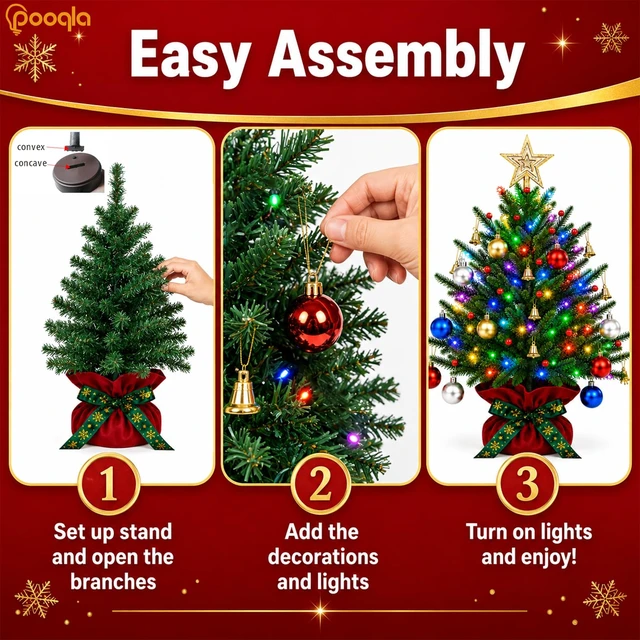 Alt view image 4 of 6 - RGB Lighted Mini Christmas Tree, Color Changing Tabletop LED Xmas Tree with Remote, 28 Colors 80 LED Pre-lit Artificial Small Tree with Hanging Ball Ornaments Home Party Christmas Decoration