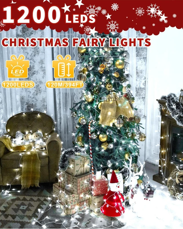 Alt view image 2 of 6 - String Lights,403FT 1200 LED Cold White Fairy Light Bedroom Decor
Remote Control, 8 Modes, Timer, Dimmable, Plug in, Home Room Garden Yard Holiday Party Wedding Xmas Tree Outdoor Decorations