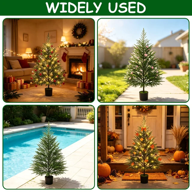 Alt view image 6 of 7 - 4FT Norfolk Pine Christmas Tree with Lights Realistic Potted Tree
Timer, 80 LEDs, Lighted Artificial Xmas Trees, For Indoor Outdoor Front Porch Yard Bedroom