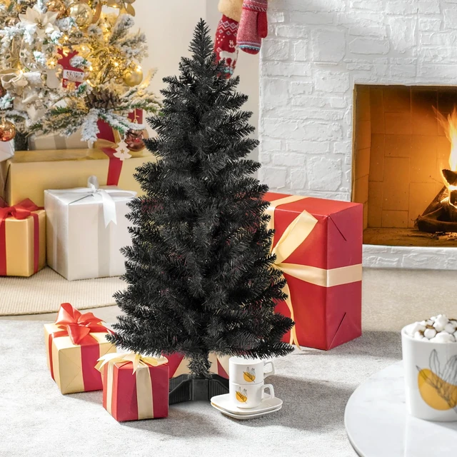 Alt view image 2 of 7 - 3ft Artificial Christmas Tree, Mini Xmas Pine Tree with 4-Leg Stable Plastic Base, Small Tabletop Christmas Tree for Home Office Holiday Party Indoor Decoration