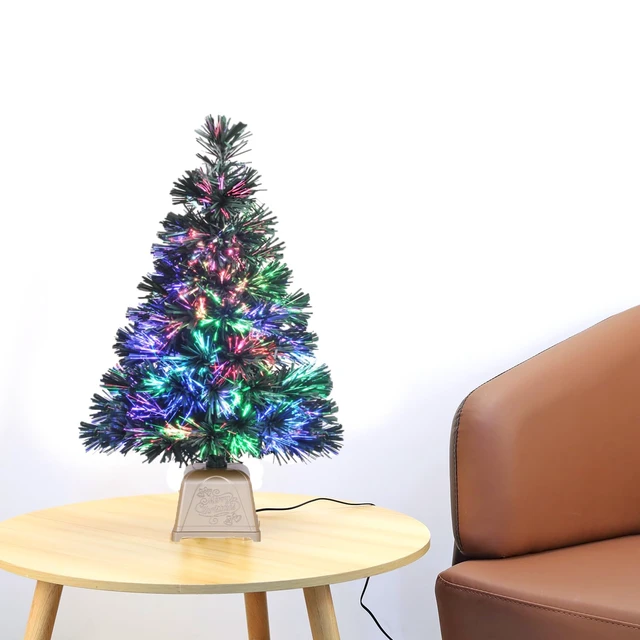 Alt view image 5 of 5 - 24inch e Crafty Pre-lit Mini Fiber Optic Christmas Tree
Tabletop Artificial small Christmas Trees with Gold Base fot for christmas Decorations