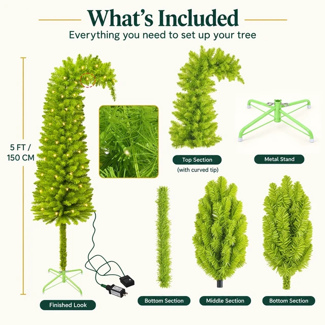 Alt view image 4 of 7 - 5Ft Christmas Tree, Bendable Lime Green Artificial Christmas Tree Decor
Xmas Tree Decorations with Metal Stand, DIY Christmas Tree Decorations for Outdoor/Indoor Holiday Home Party Living Room
