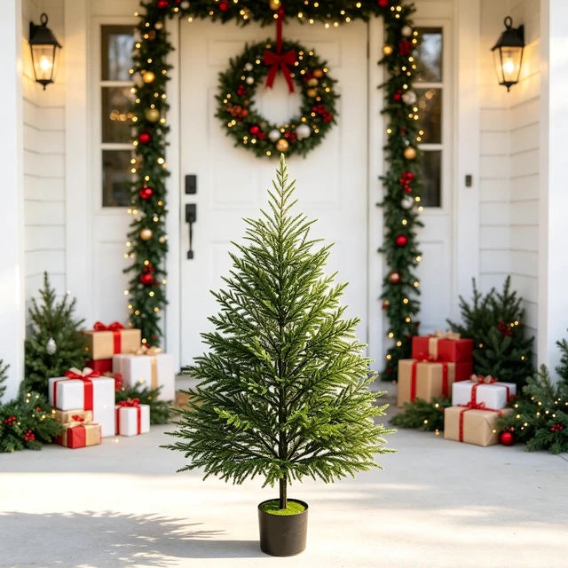 Alt view image 7 of 7 - 4FT Norfolk Pine Christmas Tree with Lights Realistic Potted Tree
Timer, 80 LEDs, Lighted Artificial Xmas Trees, For Indoor Outdoor Front Porch Yard Bedroom