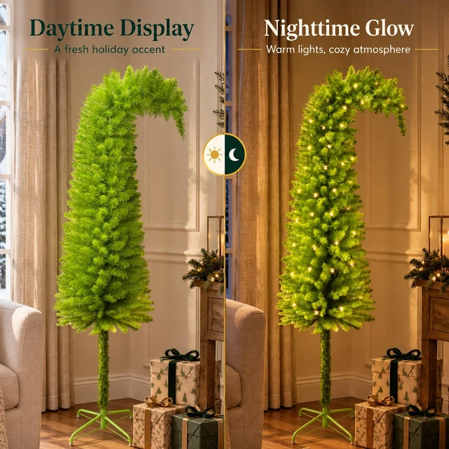 Alt view image 6 of 7 - 5Ft Christmas Tree, Bendable Lime Green Artificial Christmas Tree Decor
Xmas Tree Decorations with Metal Stand, DIY Christmas Tree Decorations for Outdoor/Indoor Holiday Home Party Living Room