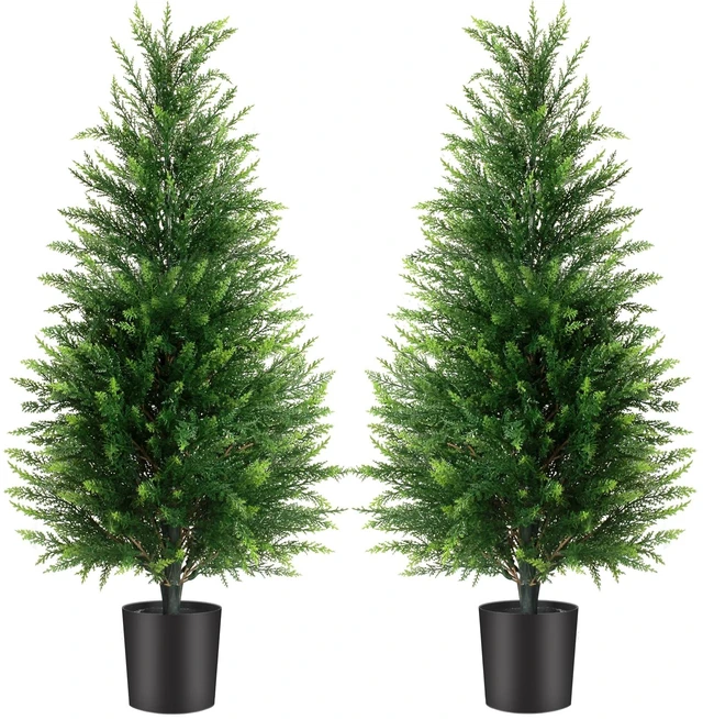 Main image of 3FT Artificial Cedar Trees 2 Pack
Lifelike artificial cypress, UV protected, no watering. Fake outdoor topiary potted plants for porch, patio, garden.
