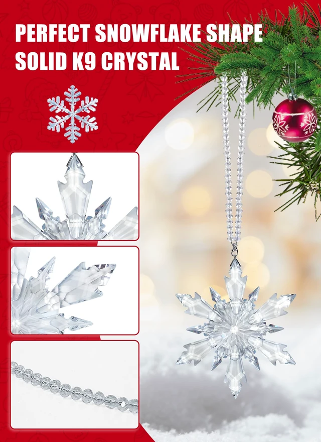 Alt view image 3 of 6 - 2026 Crystal Snowflake Ornament
Annual Collectible Crystal Christmas Tree Hanging Decoration, Holiday Keepsake Gift