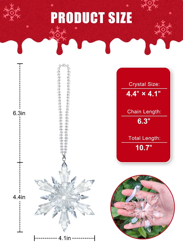 Alt view image 4 of 6 - 2026 Crystal Snowflake Ornament
Annual Collectible Crystal Christmas Tree Hanging Decoration, Holiday Keepsake Gift