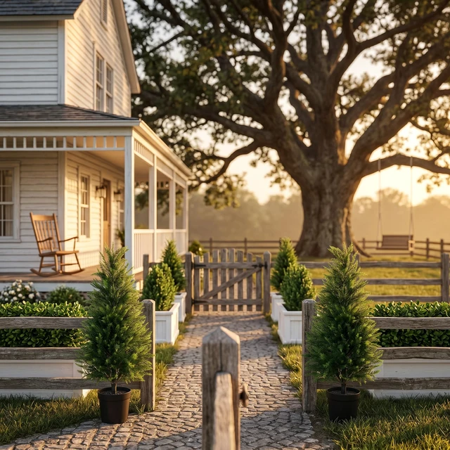 Alt view image 6 of 7 - 3FT Artificial Cedar Trees 2 Pack
Lifelike artificial cypress, UV protected, no watering. Fake outdoor topiary potted plants for porch, patio, garden.