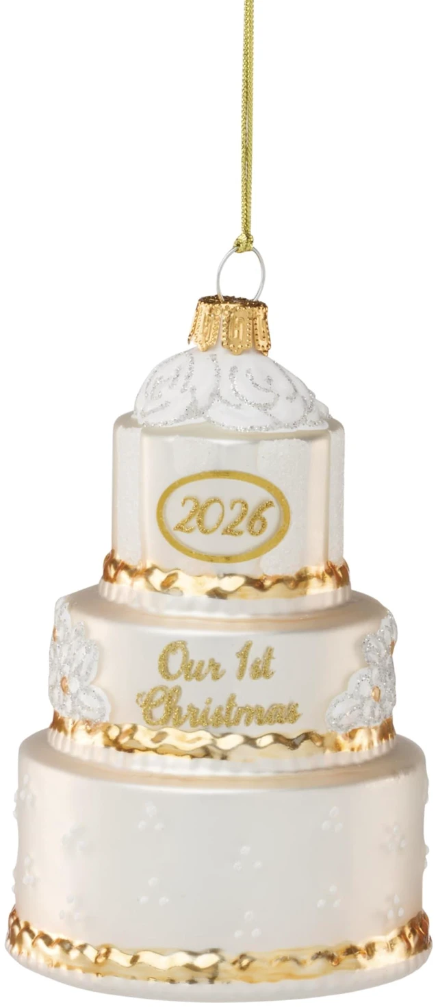 Main image of 2026 Retro Blown Glass Our 1st Christmas Wedding Ornament