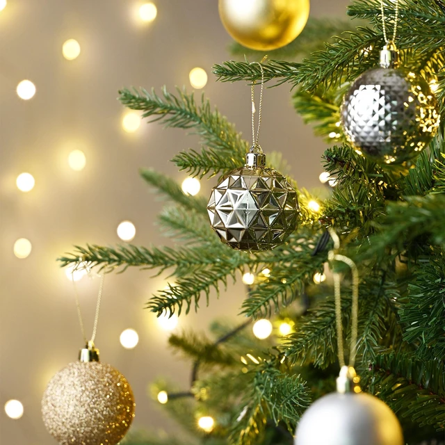 Alt view image 6 of 6 - Madelyn 50ct Christmas Tree Decorations Ball Ornaments 2.36 Inches
White and Gold Shatterproof Christmas Decorations Set, Hanging Ball Ornaments for Xmas Holiday Party Decor