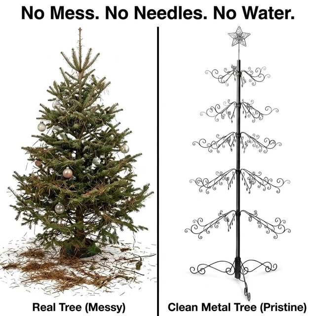 Alt view image 4 of 7 - 6.5 Ft Ornament Display Tree Stand 174 Hook Metal Christmas Tree
Large wrought iron display tree holds 174 ornaments for Christmas, Halloween, weddings and year-round décor.