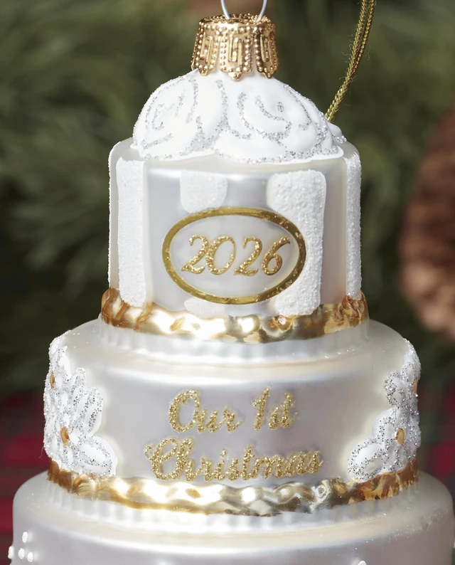 Alt view image 5 of 7 - 2026 Retro Blown Glass Our 1st Christmas Wedding Ornament