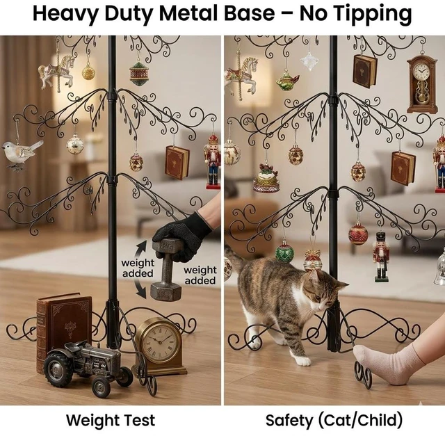 Alt view image 6 of 7 - 6.5 Ft Ornament Display Tree Stand 174 Hook Metal Christmas Tree
Large wrought iron display tree holds 174 ornaments for Christmas, Halloween, weddings and year-round décor.