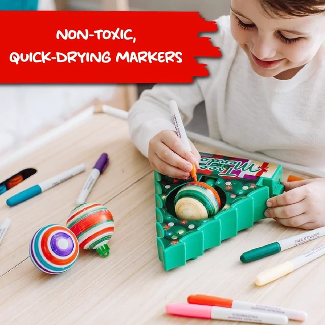 Alt view image 4 of 6 - Ornament Decorator Combo Pack - DIY Christmas Ornament Kit
Spinner Arts and Crafts, 8 Nontoxic Markers, 3 Shatterproof, Ages 3 and Up, Holiday Family Activity