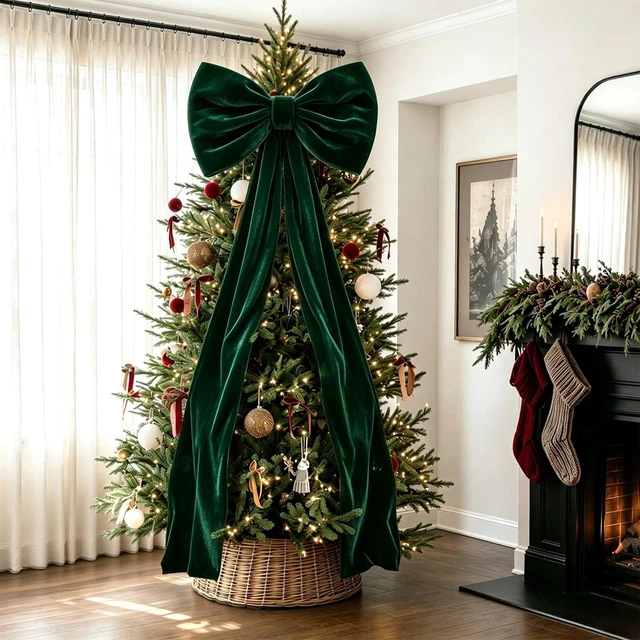 Main image of Christmas Decorations - 8 Ft Giant Green Bow for Christmas Tree
Giant Velvet Bow for Christmas Tree, Fireplace, Mantel, Staircase, Front Door, Entryway, Holiday Party, Christmas Home Decor
