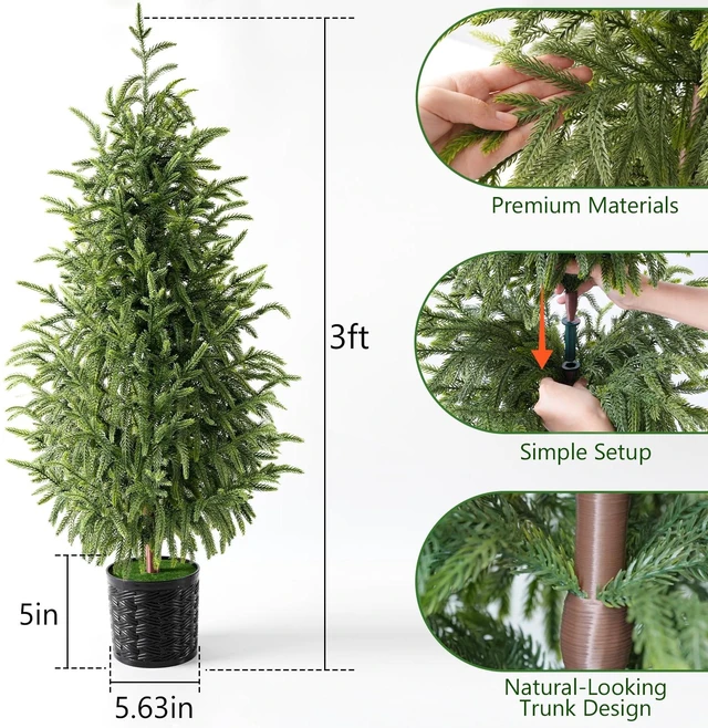 Alt view image 2 of 7 - Decorations, 2 Pack 3FT Artificial Norfolk Pine Tree
Outdoor Christmas Tree, Xmas Decor for Home Indoor Outdoor Entryway Party Living Room Office Porch