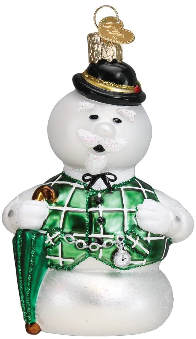 Main image of Old World Christmas Sam The Snowman Glass Blown Ornament for Christmas Tree, Handcrafted Holiday Decoration, Rudolph Collection