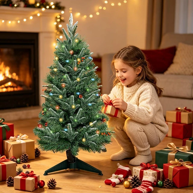 Alt view image 4 of 7 - 3FT Artificial Mini Christmas Tree, Pre-lit Christmas Tree
Tabletop Christmas TreePerfect for Holiday Decorations at Home or in the Office