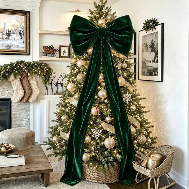 Alt view image 6 of 6 - Christmas Decorations - 8 Ft Giant Green Bow for Christmas Tree
Giant Velvet Bow for Christmas Tree, Fireplace, Mantel, Staircase, Front Door, Entryway, Holiday Party, Christmas Home Decor