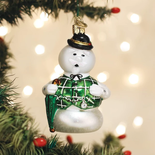 Alt view image 5 of 5 - Old World Christmas Sam The Snowman Glass Blown Ornament for Christmas Tree, Handcrafted Holiday Decoration, Rudolph Collection