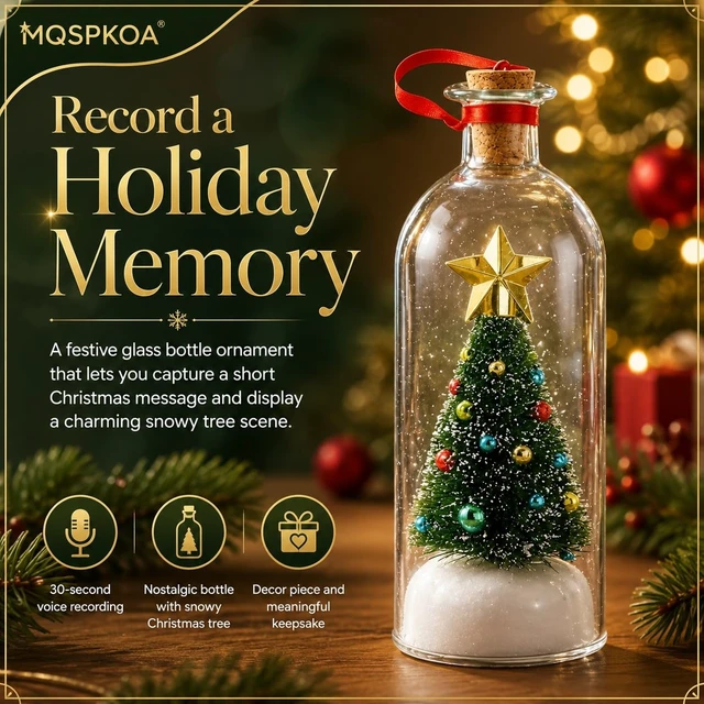 Alt view image 2 of 7 - Tree Message In A Bottle, Recordable Glass Christmas Ornament
Snowy Scene in Nostalgic Bottlefor Unique Home Xmas Festive Party, Unique Holiday Keepsake & Festive Gift for Family(2pcs)