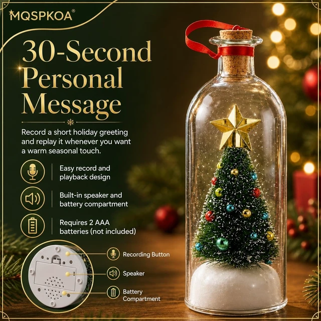Alt view image 3 of 7 - Tree Message In A Bottle, Recordable Glass Christmas Ornament
Snowy Scene in Nostalgic Bottlefor Unique Home Xmas Festive Party, Unique Holiday Keepsake & Festive Gift for Family(2pcs)