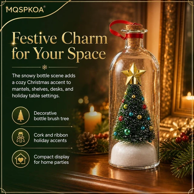 Alt view image 4 of 7 - Tree Message In A Bottle, Recordable Glass Christmas Ornament
Snowy Scene in Nostalgic Bottlefor Unique Home Xmas Festive Party, Unique Holiday Keepsake & Festive Gift for Family(2pcs)